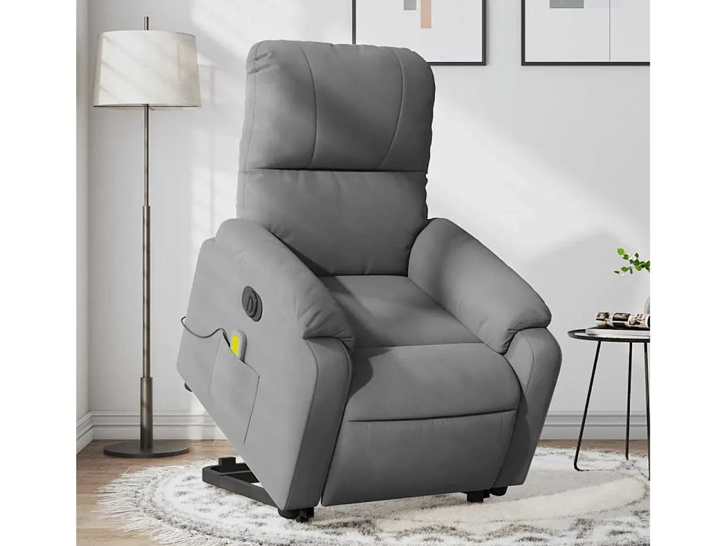 Poltrona* Poltrona massagens elétrica elevatória microfibra cinza-escuro SHL449417 Cinza antracite