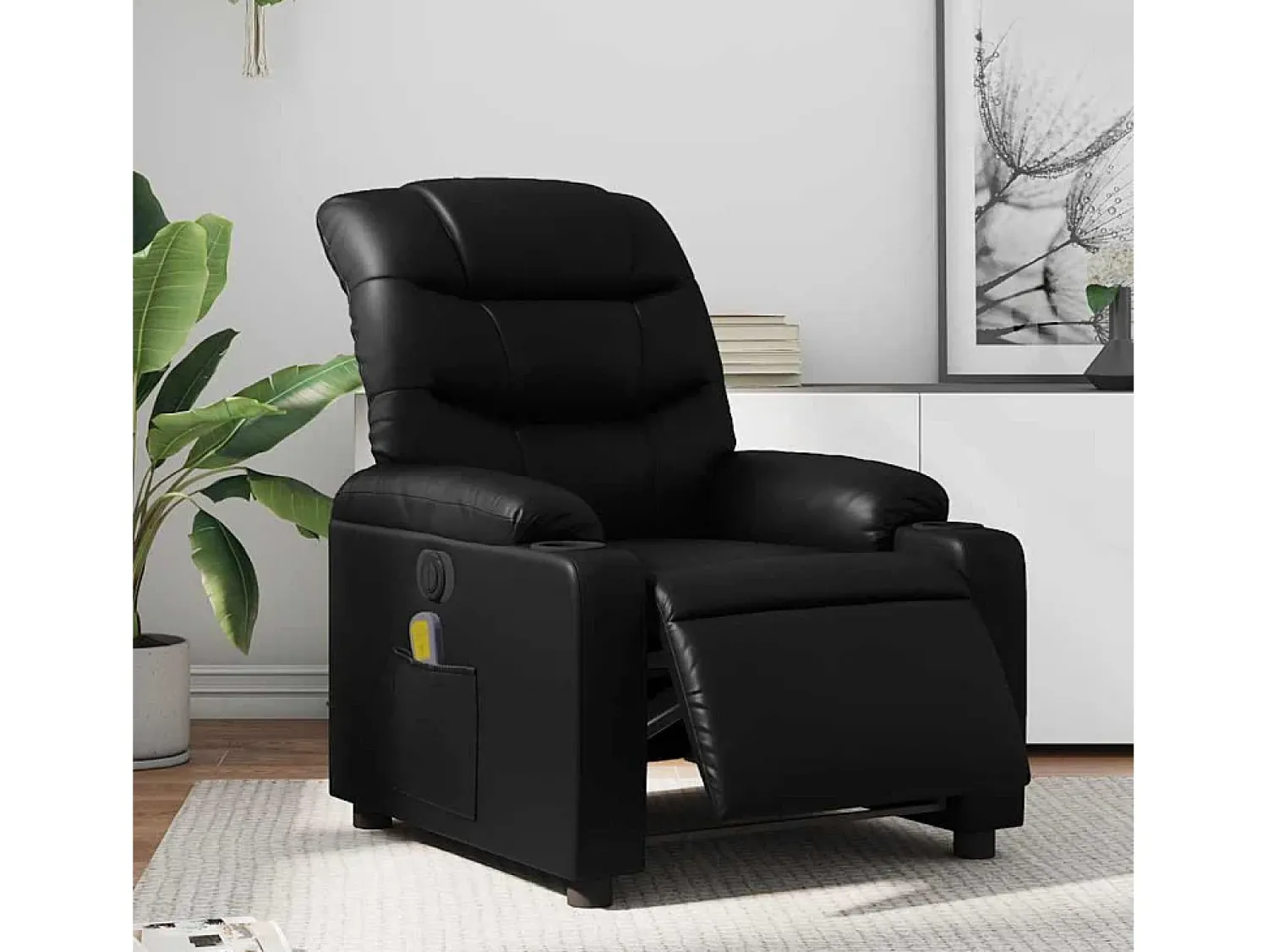 Poltrona* Poltrona massagens reclinável elétrica couro artificial SHL946165 Preto