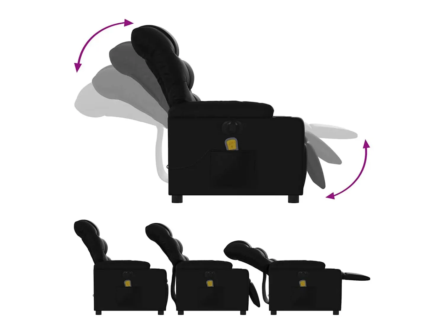 Poltrona* Poltrona massagens reclinável elétrica couro artificial SHL946165 Preto