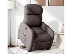 Poltrona|vidaxl Poltrona massagens reclinável elevatória tecido -escuro Castanho