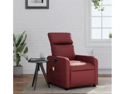 Poltrona* Poltrona massagens reclinável couro artificial tinto SHL170632 Vermelho