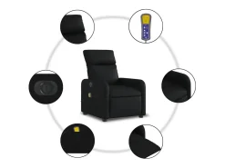 Poltrona| Poltrona massagens reclinável elétrica couro artificial SHL654366 Preto