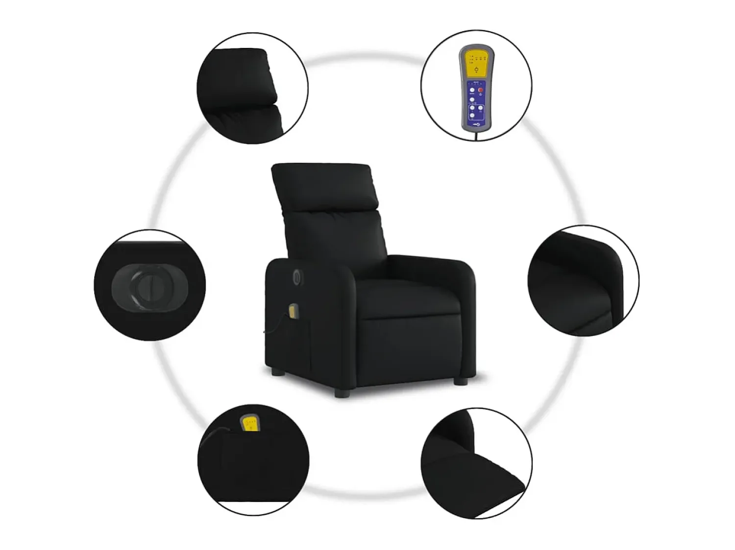 Poltrona| Poltrona massagens reclinável elétrica couro artificial SHL654366 Preto
