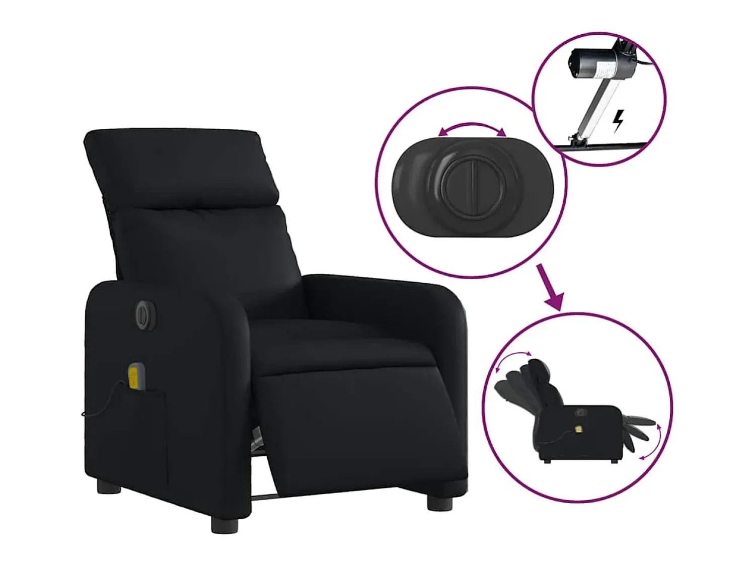 Poltrona| Poltrona massagens reclinável elétrica couro artificial SHL654366 Preto