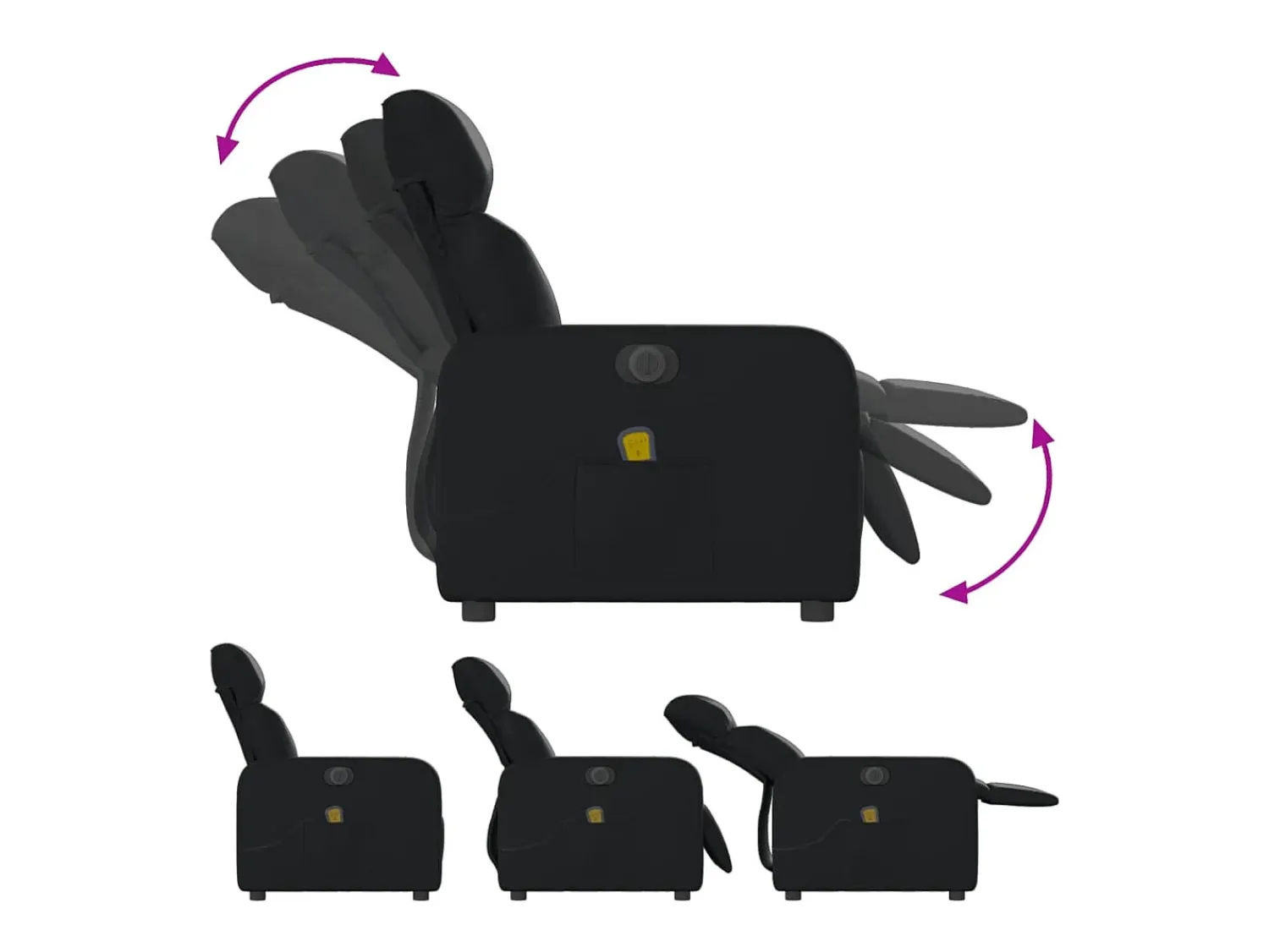 Poltrona| Poltrona massagens reclinável elétrica couro artificial SHL654366 Preto