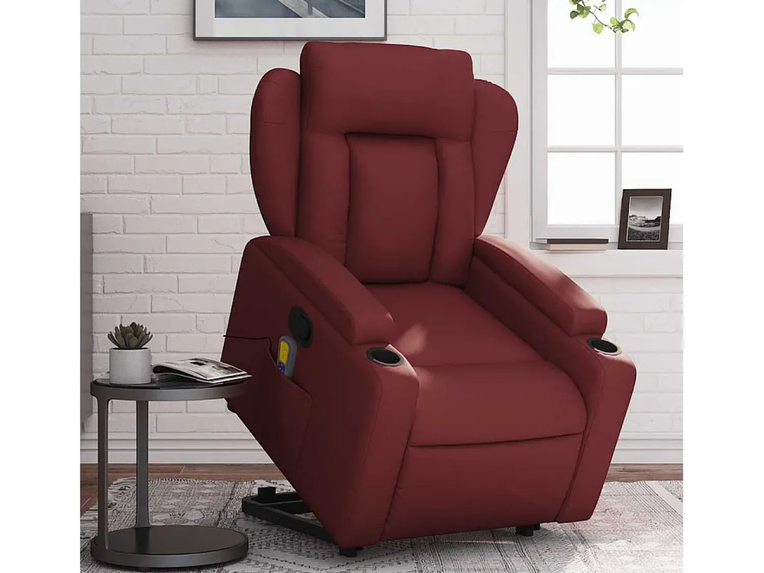 Poltrona* Poltrona massagens reclinável couro artificial tinto SHL212477 Vermelho