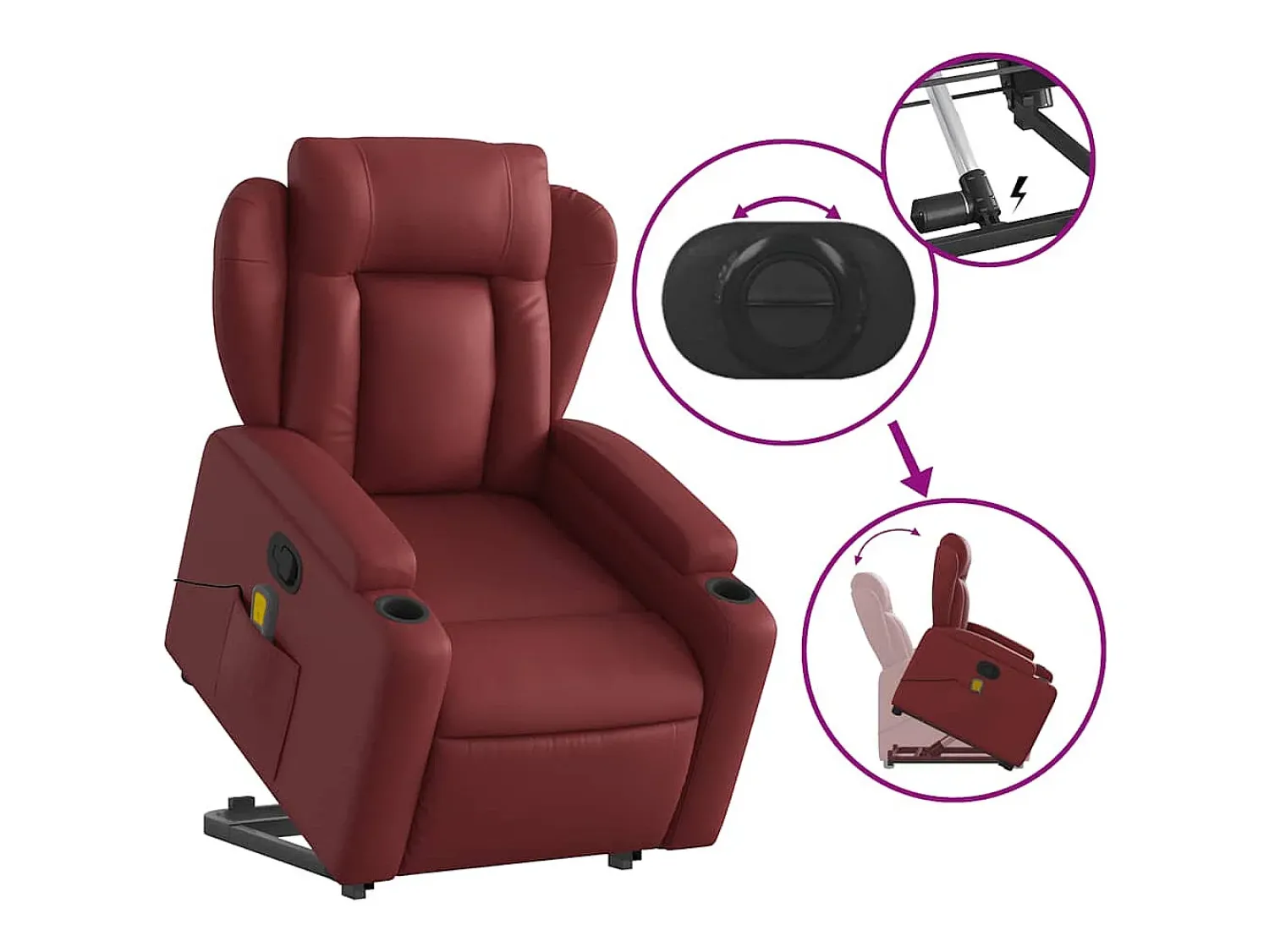 Poltrona* Poltrona massagens reclinável couro artificial tinto SHL212477 Vermelho