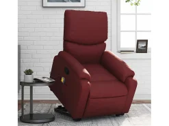 Poltrona* Poltrona massagens reclinável couro artificial tinto SHL458932 Vermelho