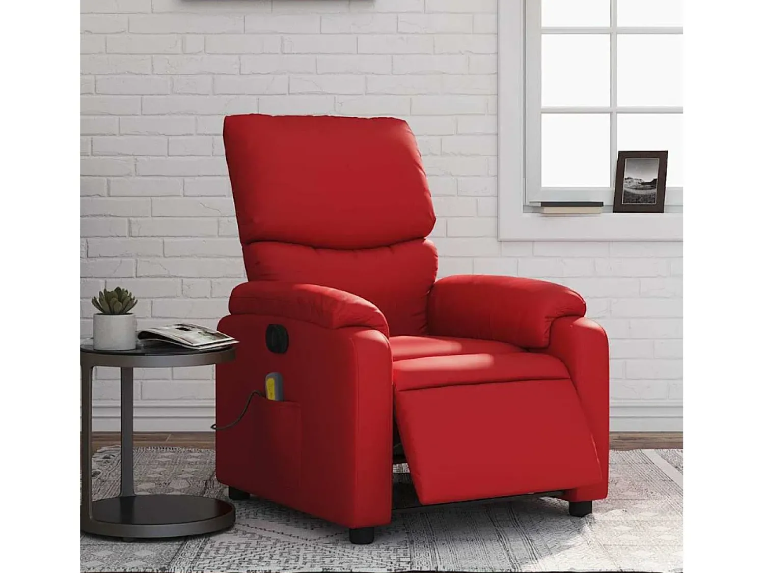Poltrona| Poltrona massagens reclinável elétrica couro artif. SHL694026 Vermelho