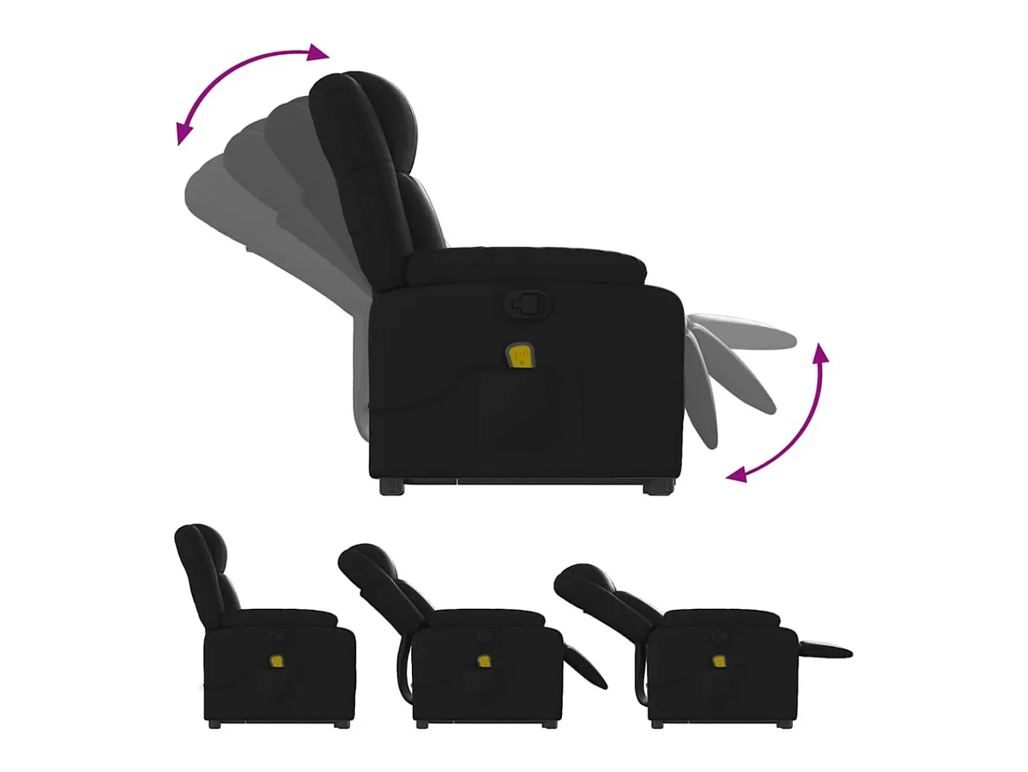 Poltrona| Poltrona massagens reclinável elevatória couro artificial SHL596632 Preto