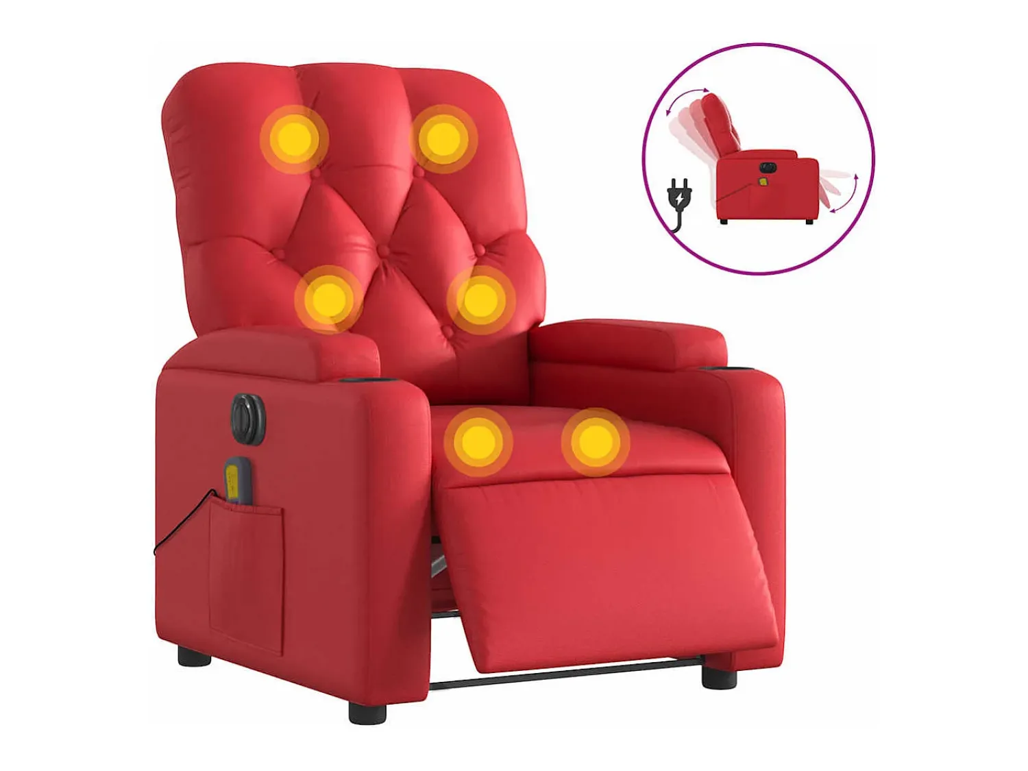 Discount vidaxl Poltrona massagens reclinável elétrica couro artif. Vermelho