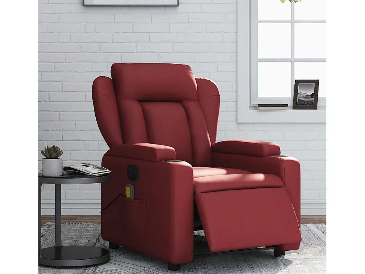 Poltrona| Poltrona massagens reclin. elétrica couro artif. -tinto SHL301617 Vermelho
