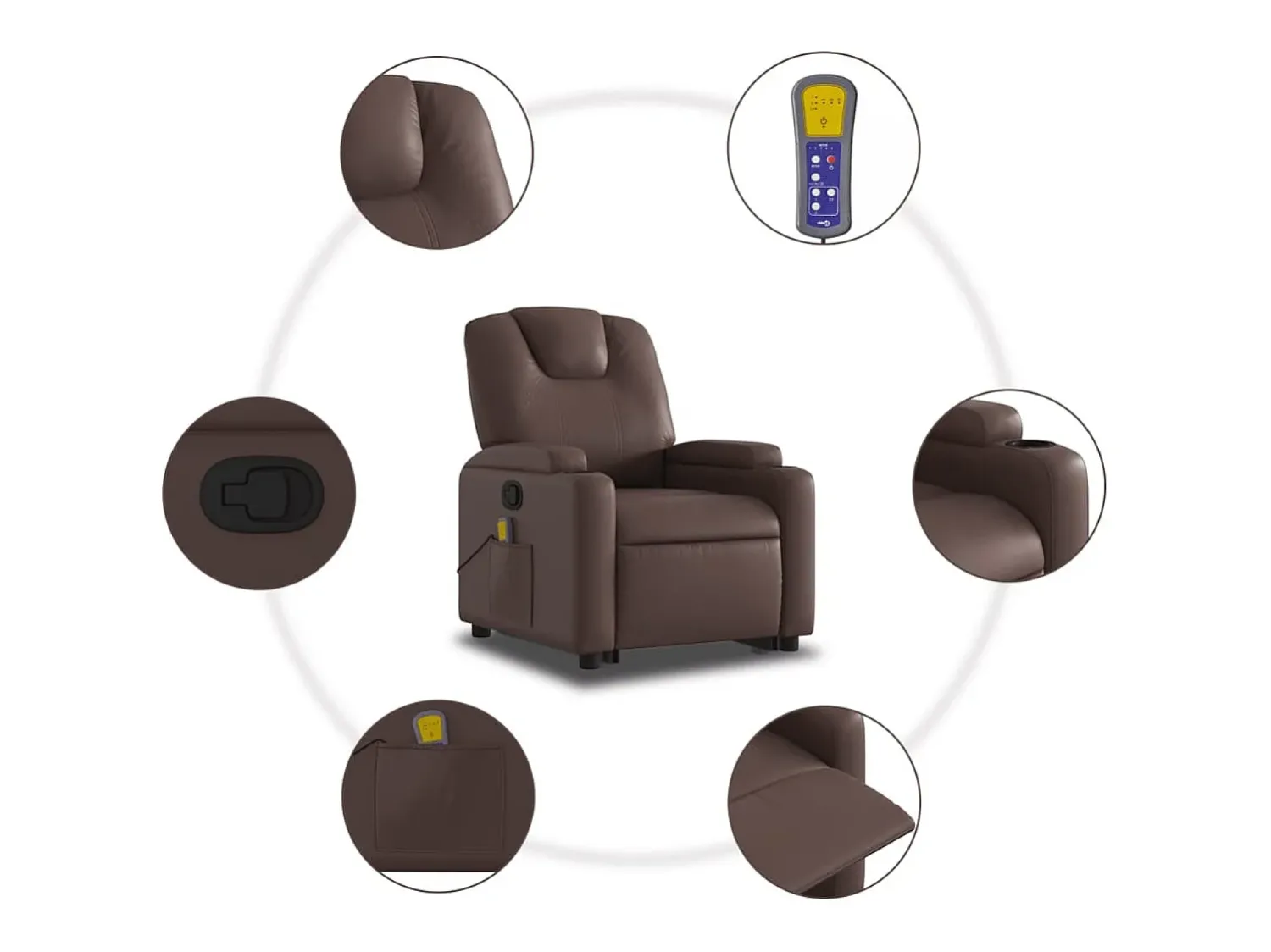 Best Poltrona massagens reclinável elevatória couro artif. SHL792600 Castanho