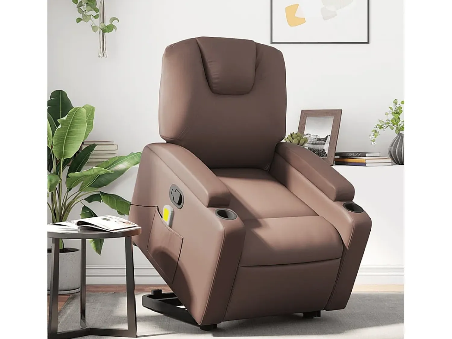 Best Poltrona massagens reclinável elevatória couro artif. SHL792600 Castanho