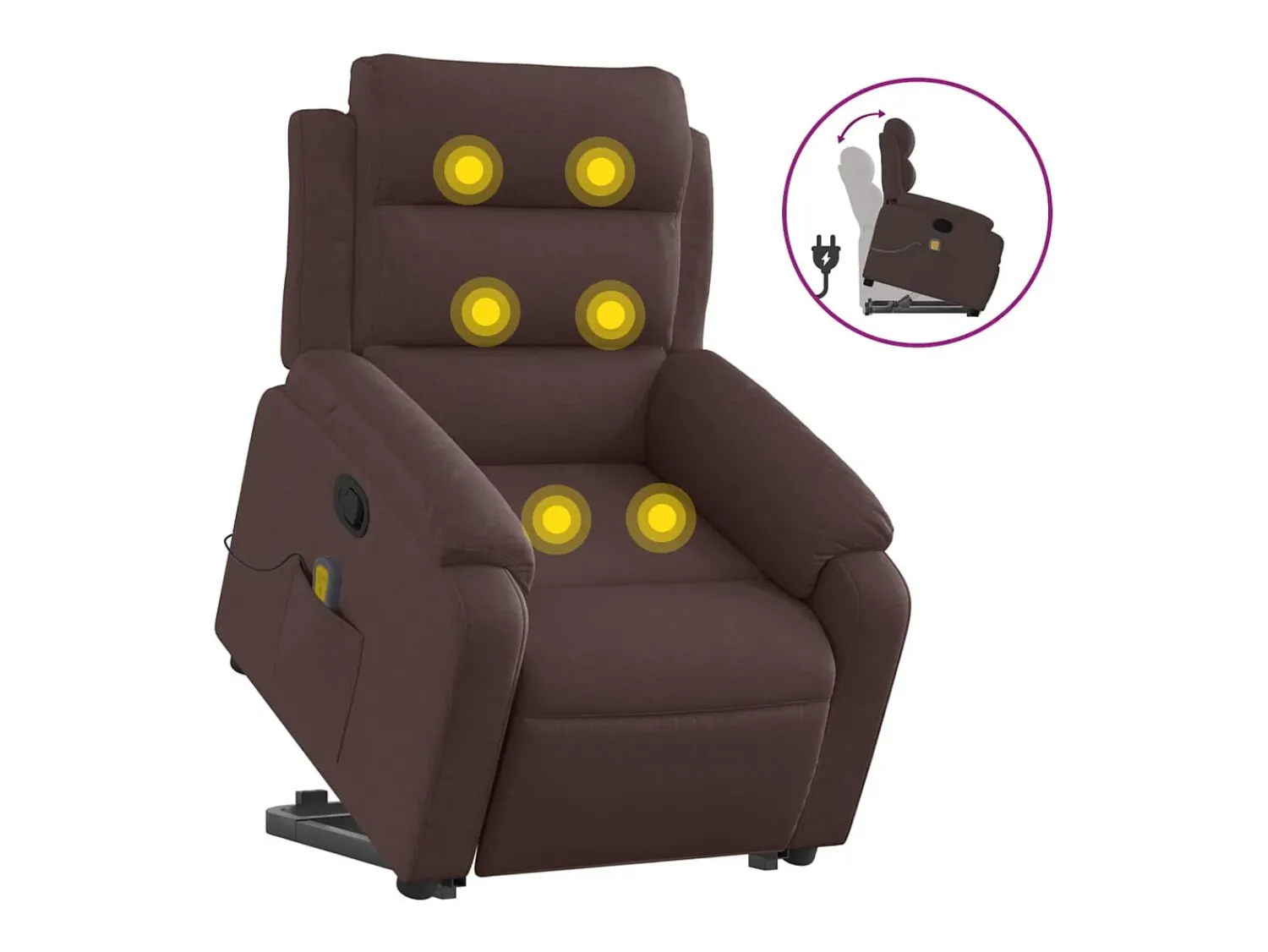 Poltrona|vidaxl Poltrona massagens reclinável elevatória tecido -escuro Castanho