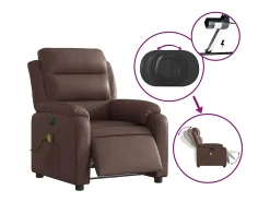 Poltrona|vidaxl Poltrona massagens reclinável elétrica couro artif. Castanho