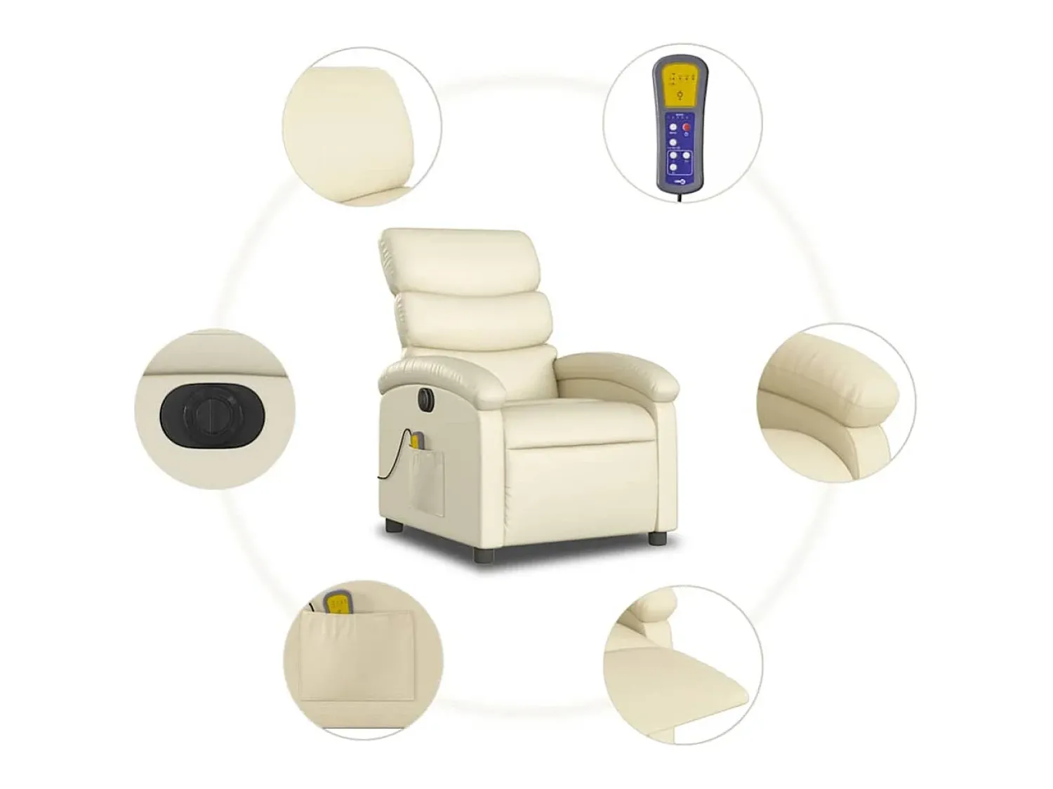 Poltrona* Poltrona massagens reclinável elétrica couro artificial SHL798389 Creme