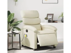 Poltrona* Poltrona massagens reclinável elétrica couro artificial SHL798389 Creme