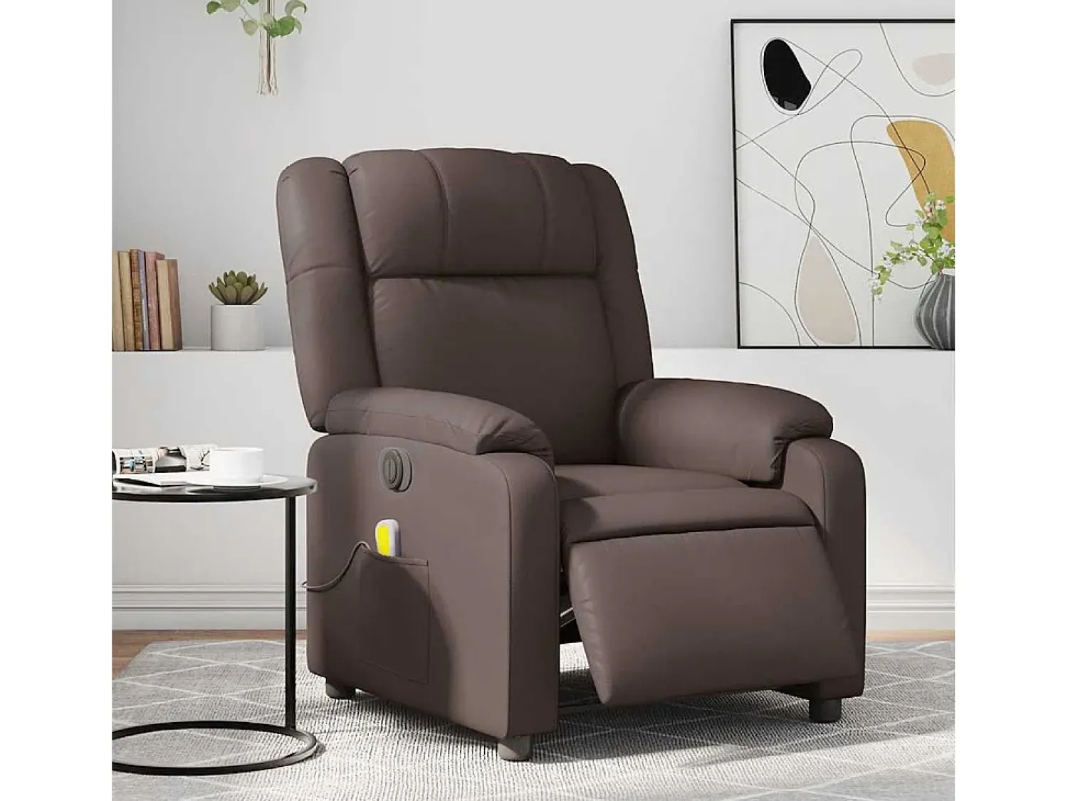 Poltrona massagens reclinável elétrica couro artif. SHL455077^ Poltrona