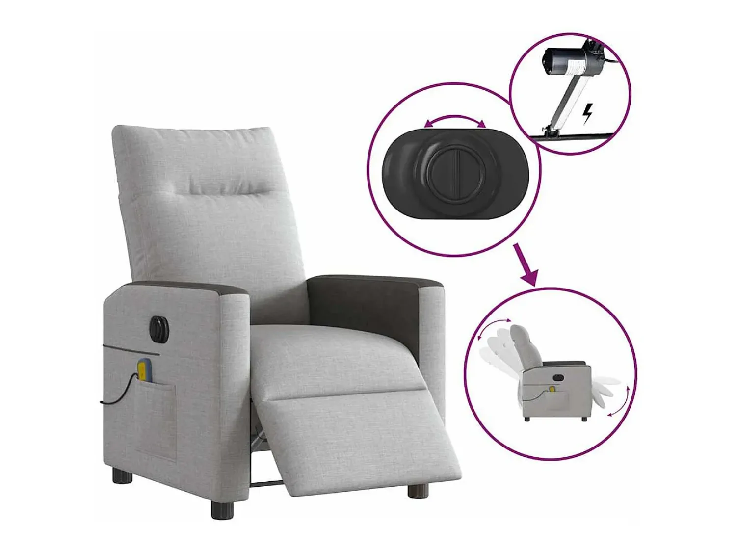 Poltrona* Poltrona massagens reclinável elétrica tecido -nublado SHL521448 Cinzento