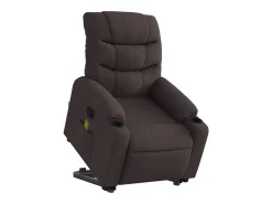 New Poltrona massagens reclinável elevatória tecido -escuro SHL262164 Castanho