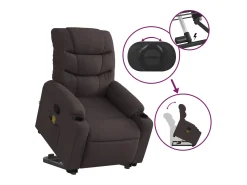 New Poltrona massagens reclinável elevatória tecido -escuro SHL262164 Castanho