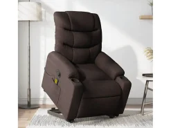 New Poltrona massagens reclinável elevatória tecido -escuro SHL262164 Castanho