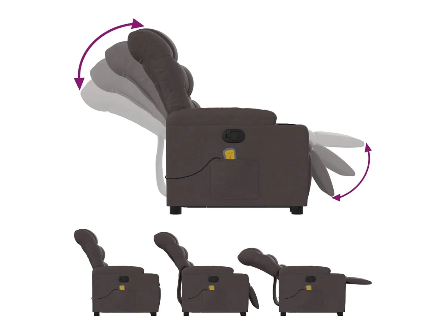 New Poltrona massagens reclinável elevatória tecido -escuro SHL262164 Castanho