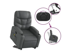Hot Poltrona massagens reclinável elevatória couro artif. SHL158250 Cinzento