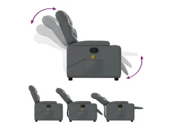 Hot Poltrona massagens reclinável elevatória couro artif. SHL158250 Cinzento