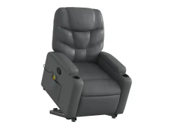 Hot Poltrona massagens reclinável elevatória couro artif. SHL158250 Cinzento