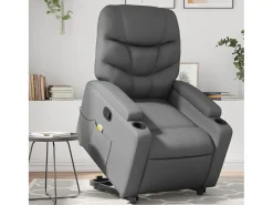 Hot Poltrona massagens reclinável elevatória couro artif. SHL158250 Cinzento