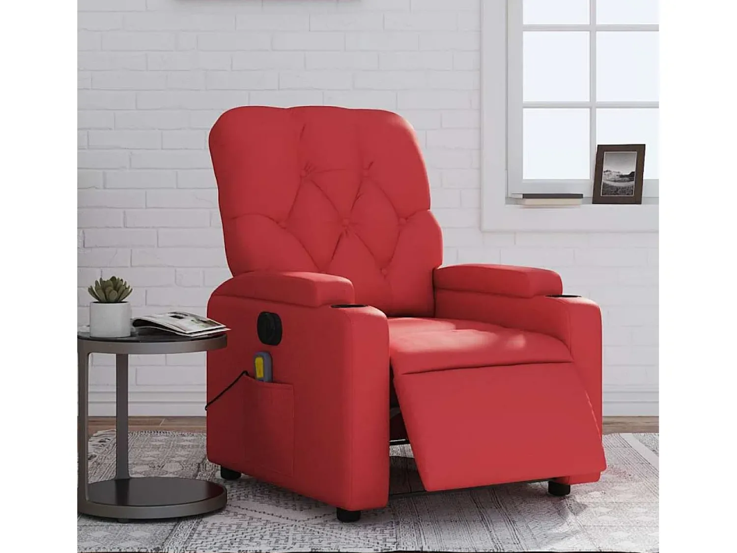 Poltrona| Poltrona massagens reclinável elétrica couro artif. SHL977858 Vermelho