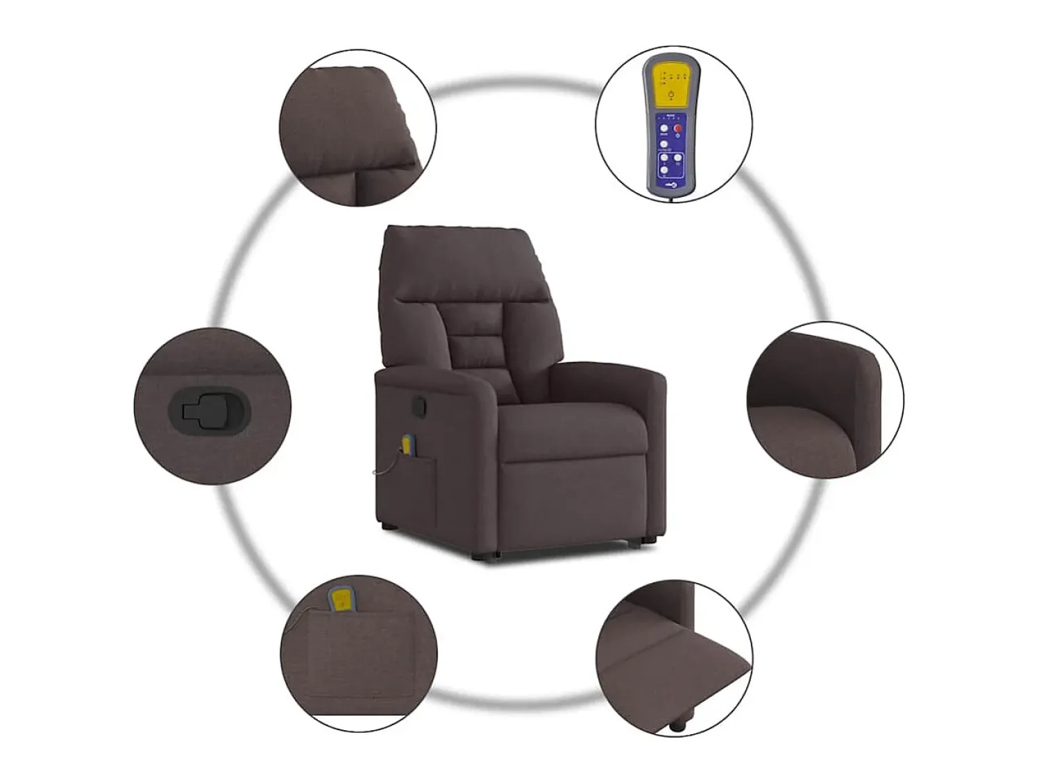 Discount Poltrona massagens reclinável elevatória tecido -escuro SHL449556 Castanho