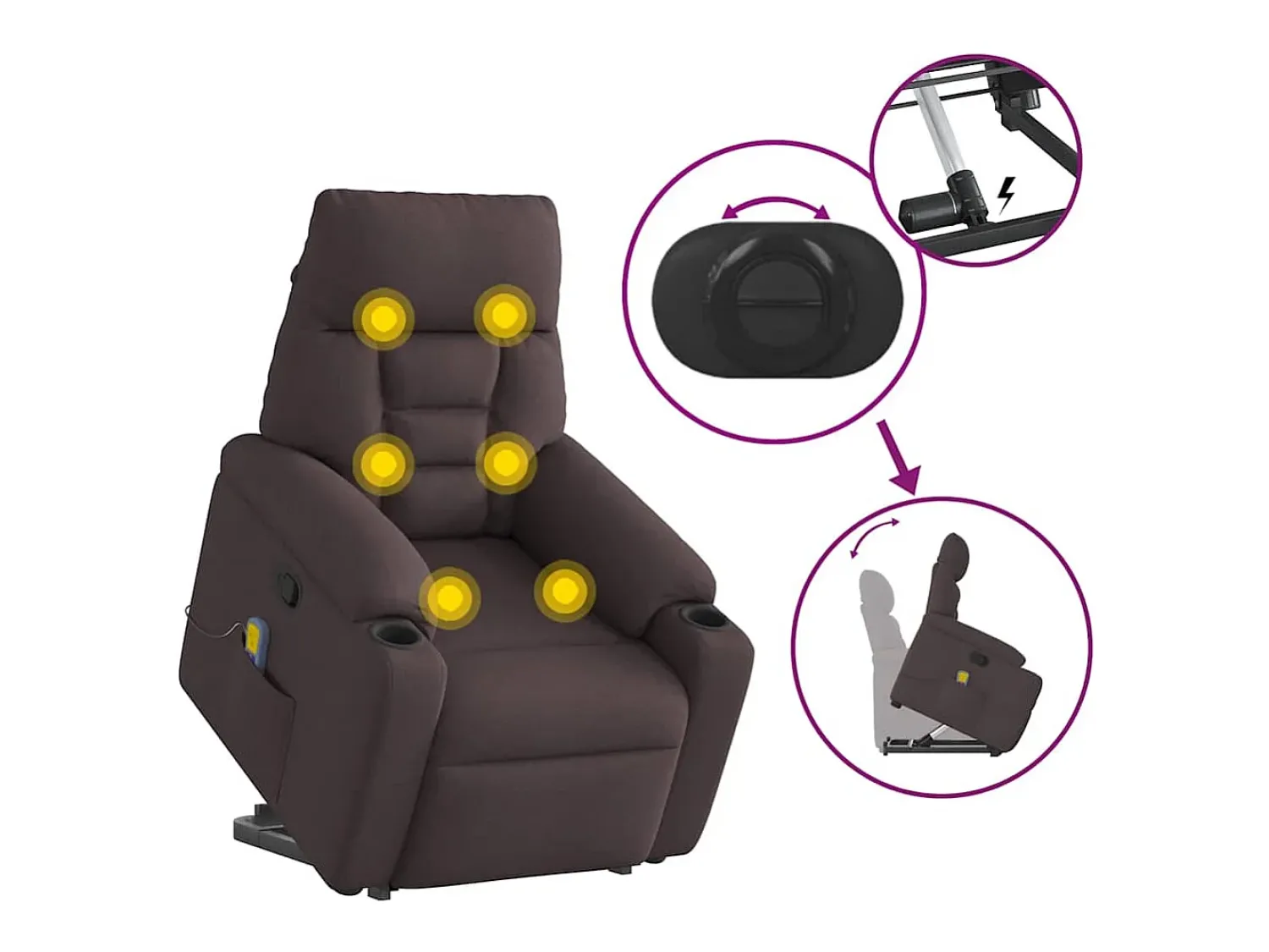 Discount Poltrona massagens reclinável elevatória tecido -escuro SHL449556 Castanho