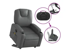Discount Poltrona massagens reclinável elevatória couro artif. SHL374044 Cinzento