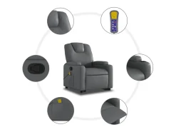 Discount Poltrona massagens reclinável elevatória couro artif. SHL374044 Cinzento