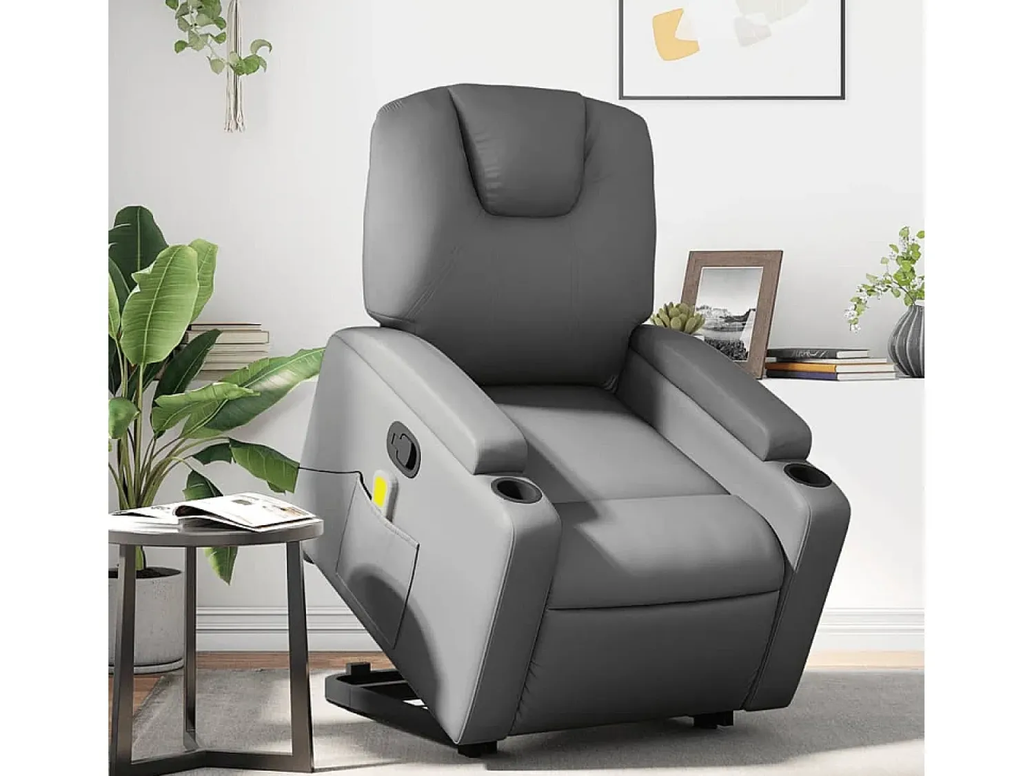 Discount Poltrona massagens reclinável elevatória couro artif. SHL374044 Cinzento