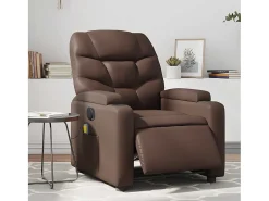 Poltrona| Poltrona massagens reclinável elétrica couro artif. SHL205814 Castanho