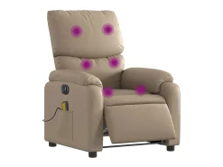 Poltrona* Poltrona massagens reclinável elétrica couro artif. cappuccino SHL488052 Castanho