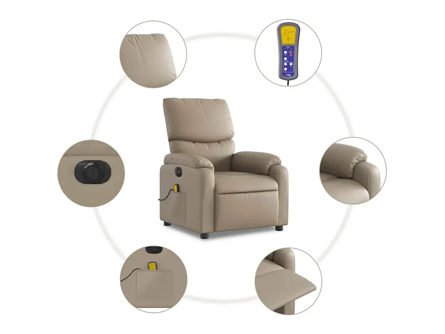 Poltrona* Poltrona massagens reclinável elétrica couro artif. cappuccino SHL488052 Castanho