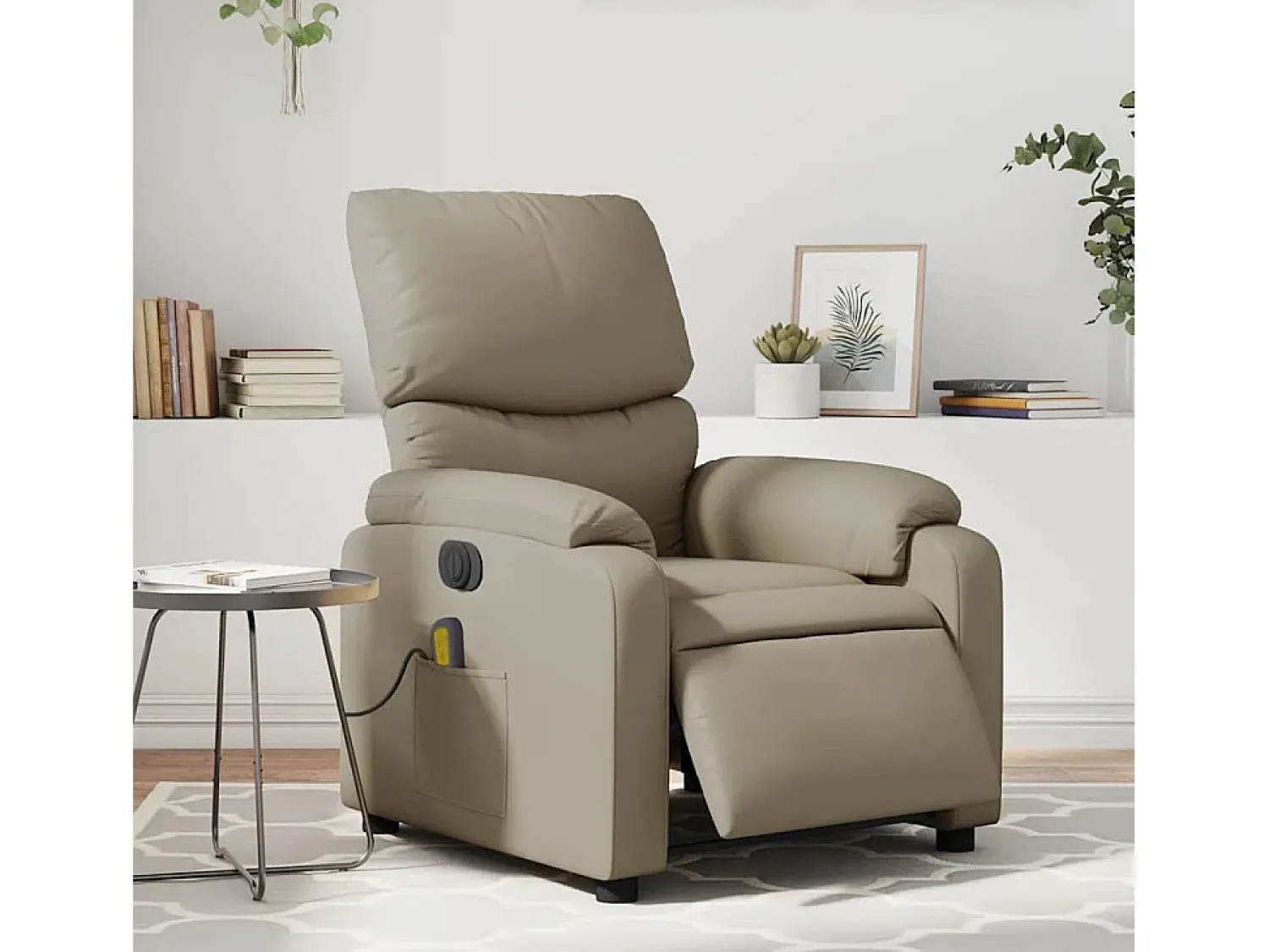 Poltrona* Poltrona massagens reclinável elétrica couro artif. cappuccino SHL488052 Castanho