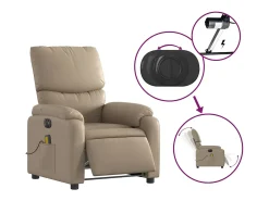 Poltrona* Poltrona massagens reclinável elétrica couro artif. cappuccino SHL488052 Castanho