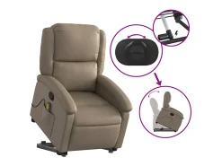 Hot Poltrona massagens reclinável elevatória couro art. cappuccino SHL193031 Castanho