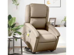 Hot Poltrona massagens reclinável elevatória couro art. cappuccino SHL193031 Castanho