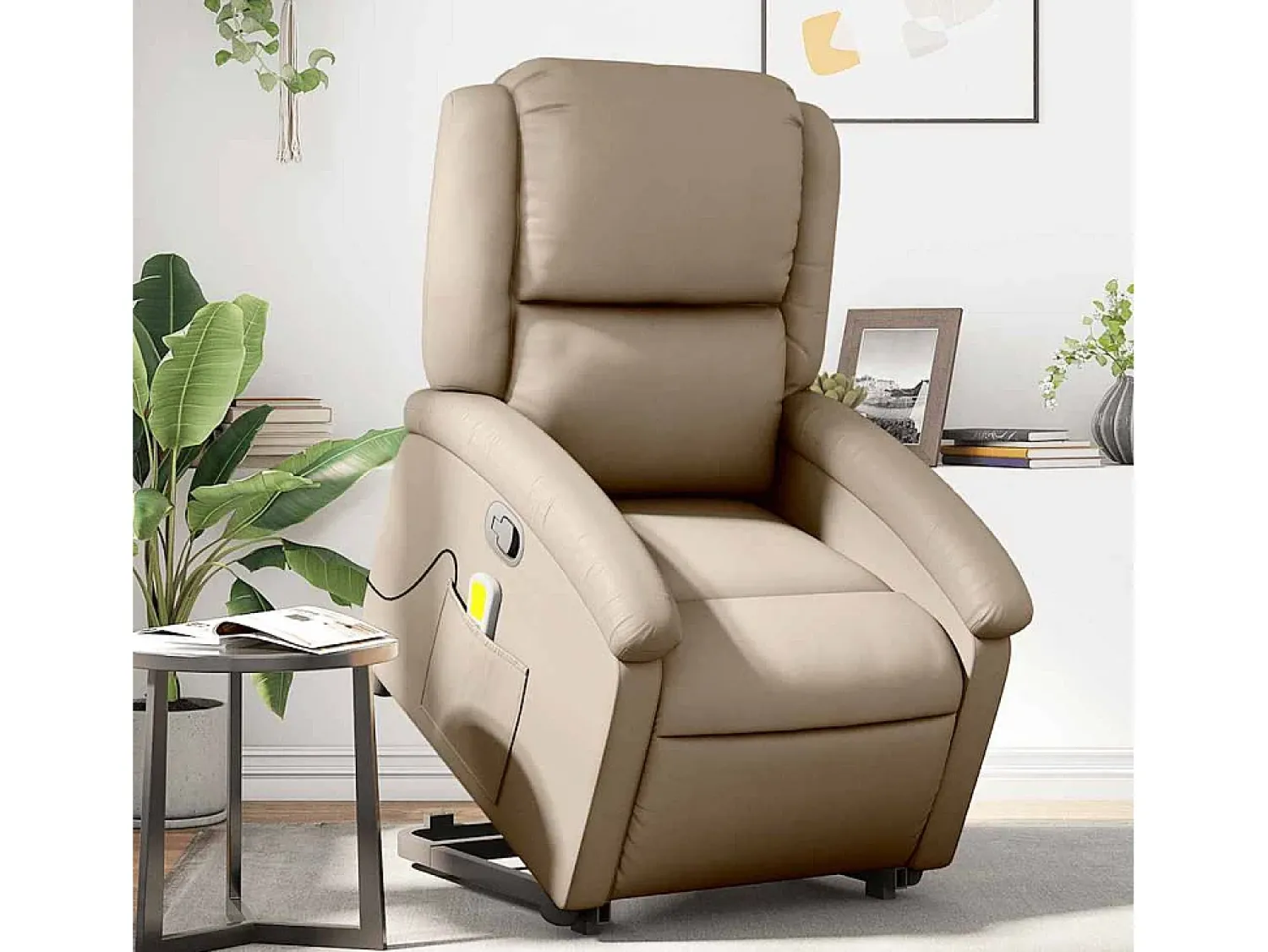 Hot Poltrona massagens reclinável elevatória couro art. cappuccino SHL193031 Castanho