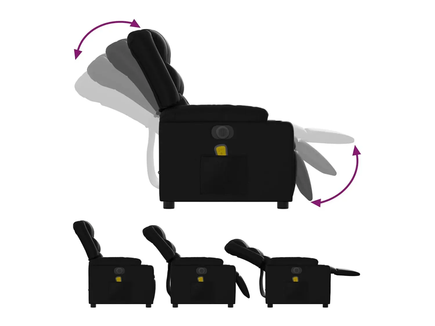 Poltrona massagens reclinável elétrica couro artificial SHL129342 Preto