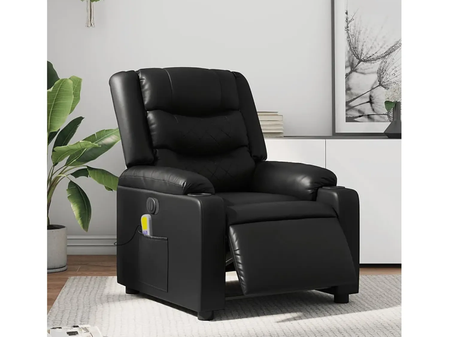 Poltrona massagens reclinável elétrica couro artificial SHL129342 Preto