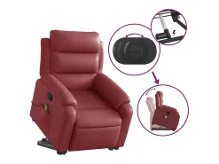 Poltrona massagens reclinável couro artificial tinto SHL265759^ Poltrona