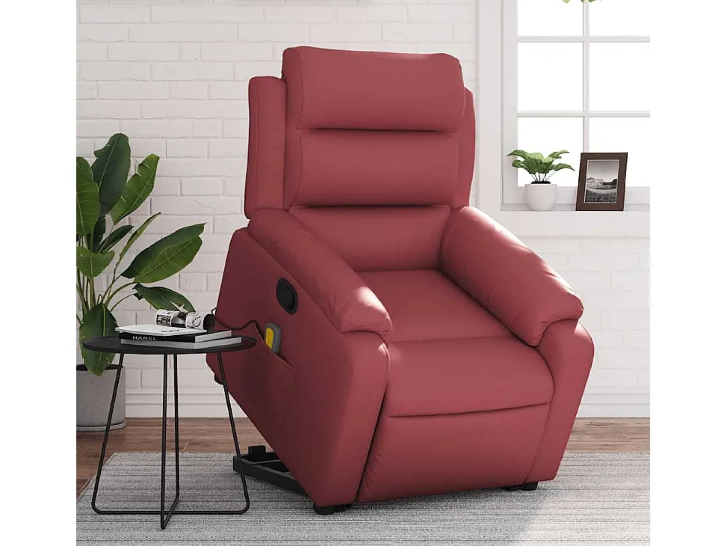 Poltrona massagens reclinável couro artificial tinto SHL265759^ Poltrona